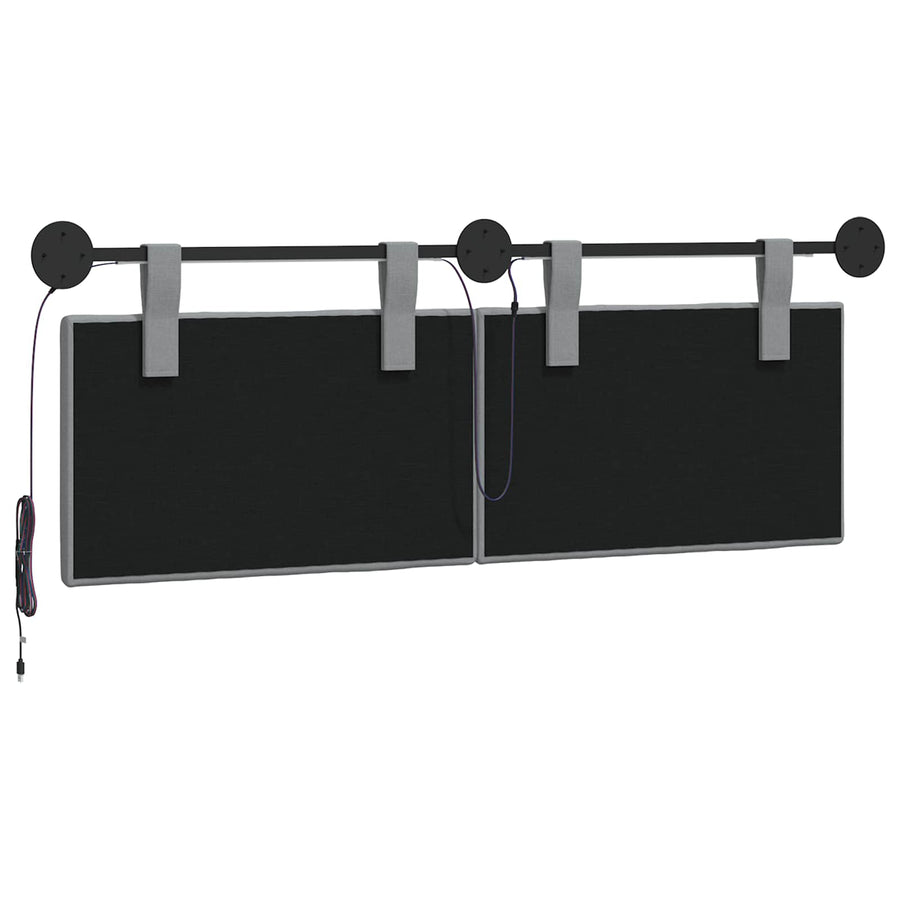 Hangend hoofdbord Met LED-verlichting Lichtgrijs Stof