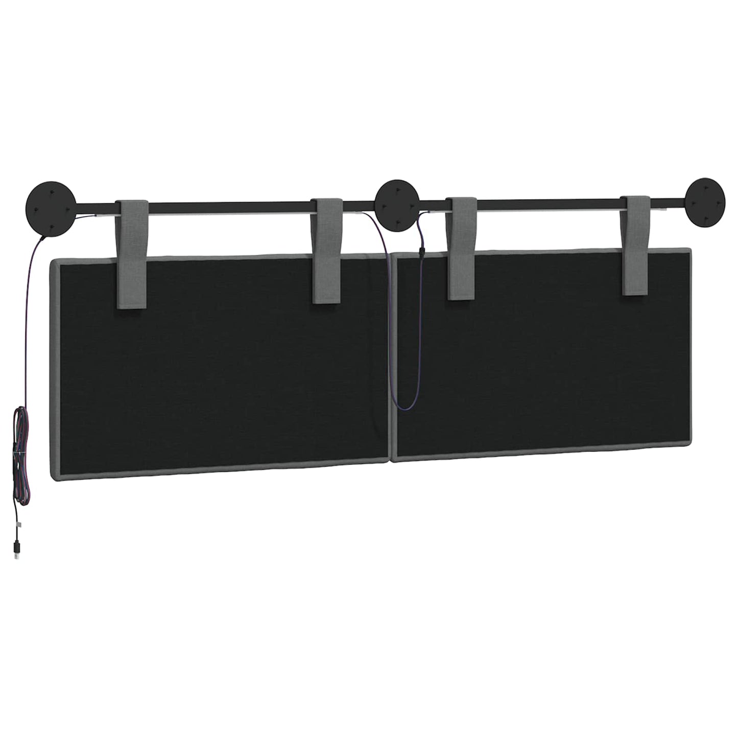 Hangend hoofdbord Met LED-verlichting Donkergrijs Stof