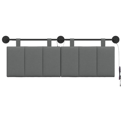 Hangend hoofdbord Met LED-verlichting Donkergrijs Stof