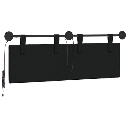 Hangend hoofdbord Met LED-verlichting Zwart Stof