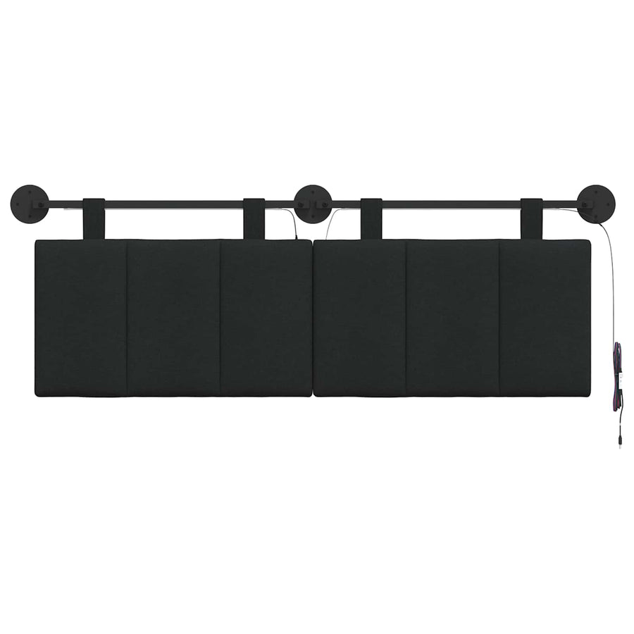 Hangend hoofdbord Met LED-verlichting Zwart Stof