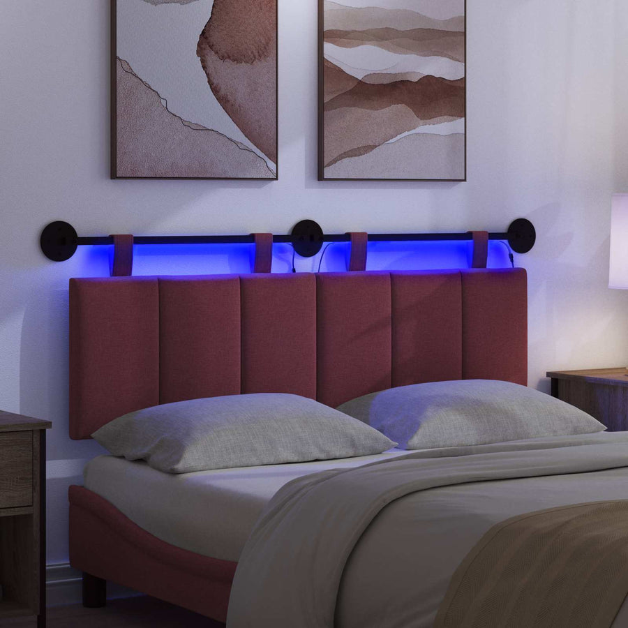 Hangend hoofdbord Met LED-verlichting Wijnrood Stof