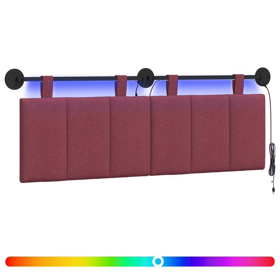 Hangend hoofdbord Met LED-verlichting Wijnrood Stof