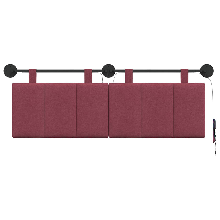 Hangend hoofdbord Met LED-verlichting Wijnrood Stof