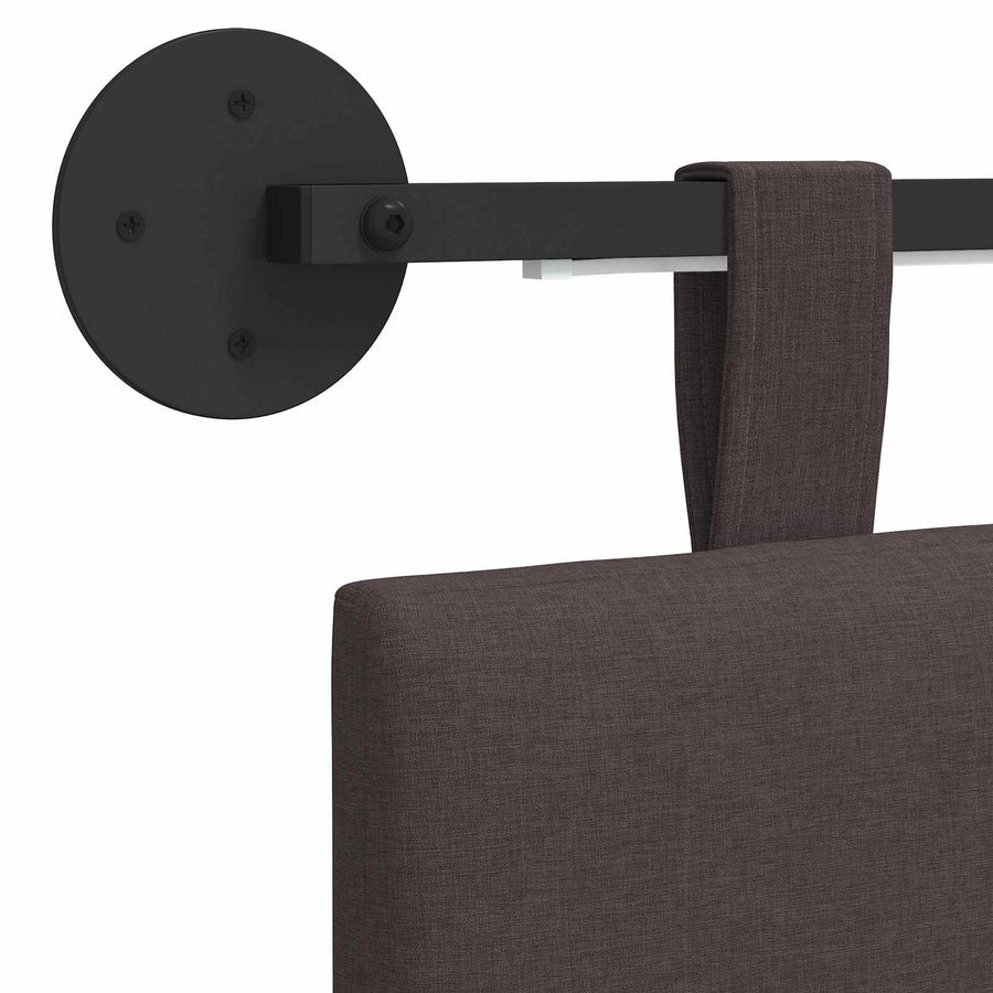 Hangend hoofdbord Met LED-verlichting Donkerbruin Stof