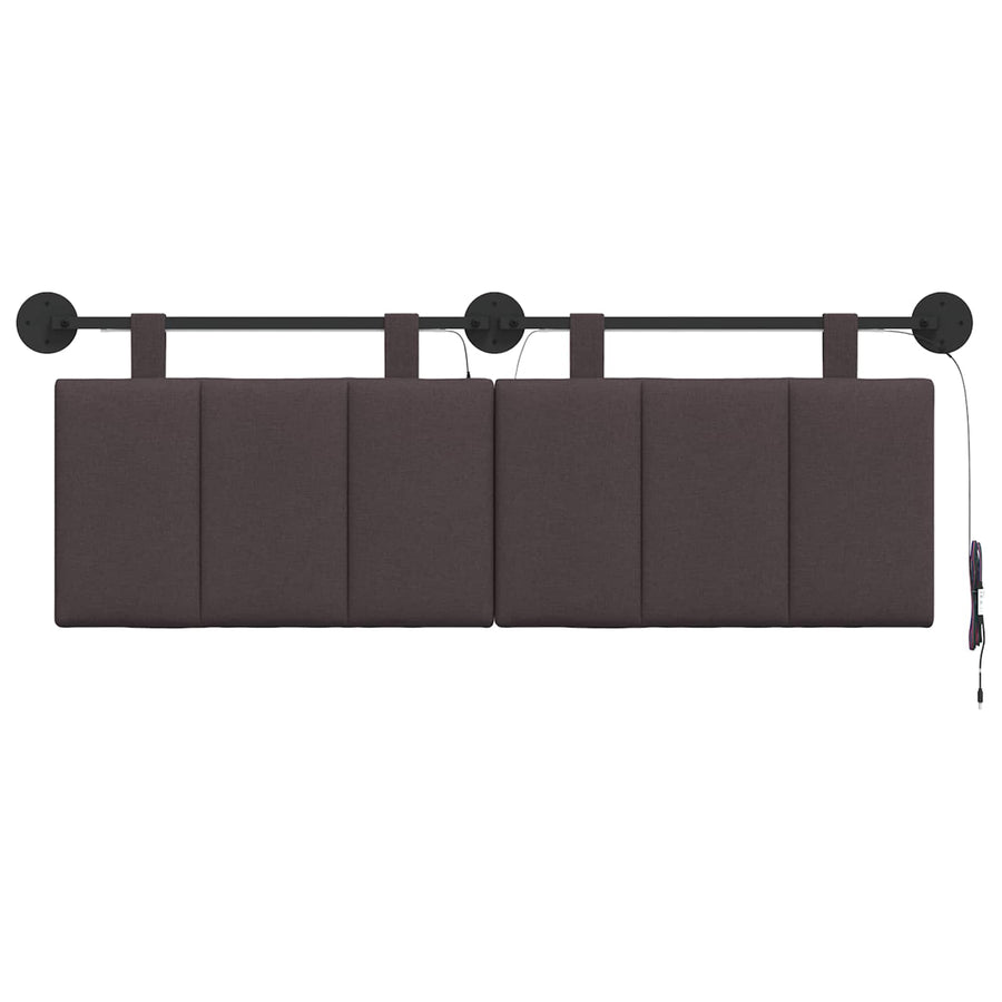 Hangend hoofdbord Met LED-verlichting Donkerbruin Stof