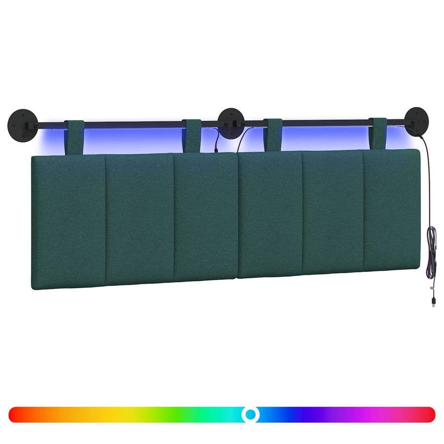 Hangend hoofdbord Met LED-verlichting Donkergroen Stof