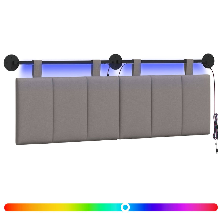 Hangend hoofdbord Met LED-verlichting Taupe Stof
