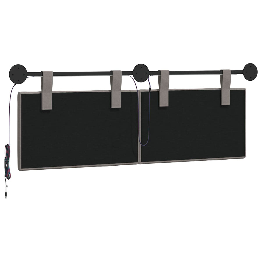 Hangend hoofdbord Met LED-verlichting Taupe Stof