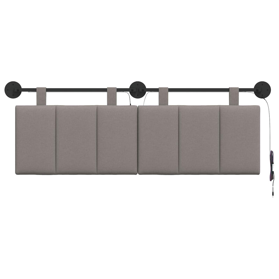 Hangend hoofdbord Met LED-verlichting Taupe Stof