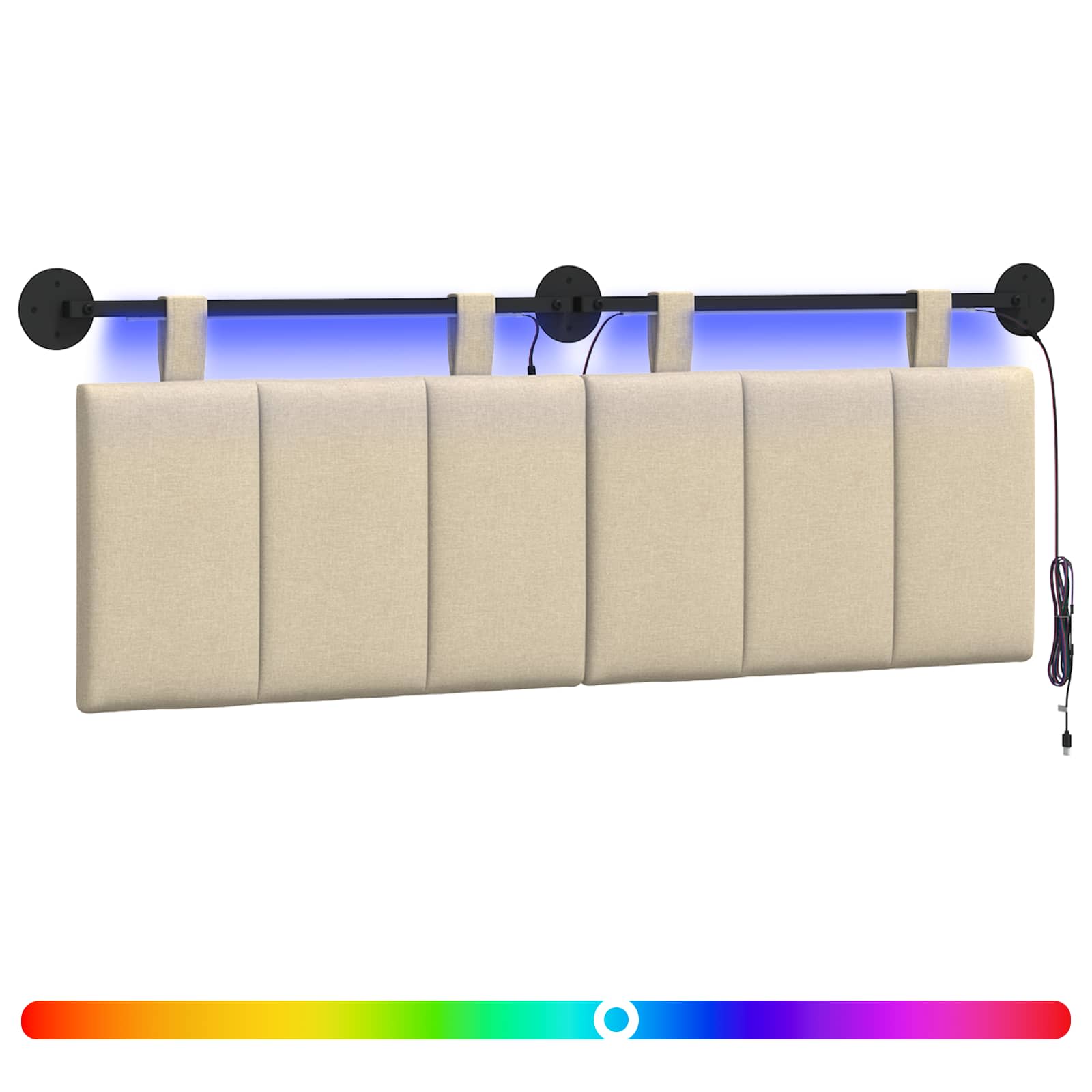 Hangend hoofdbord Met LED-verlichting Crèmekleurig Stof