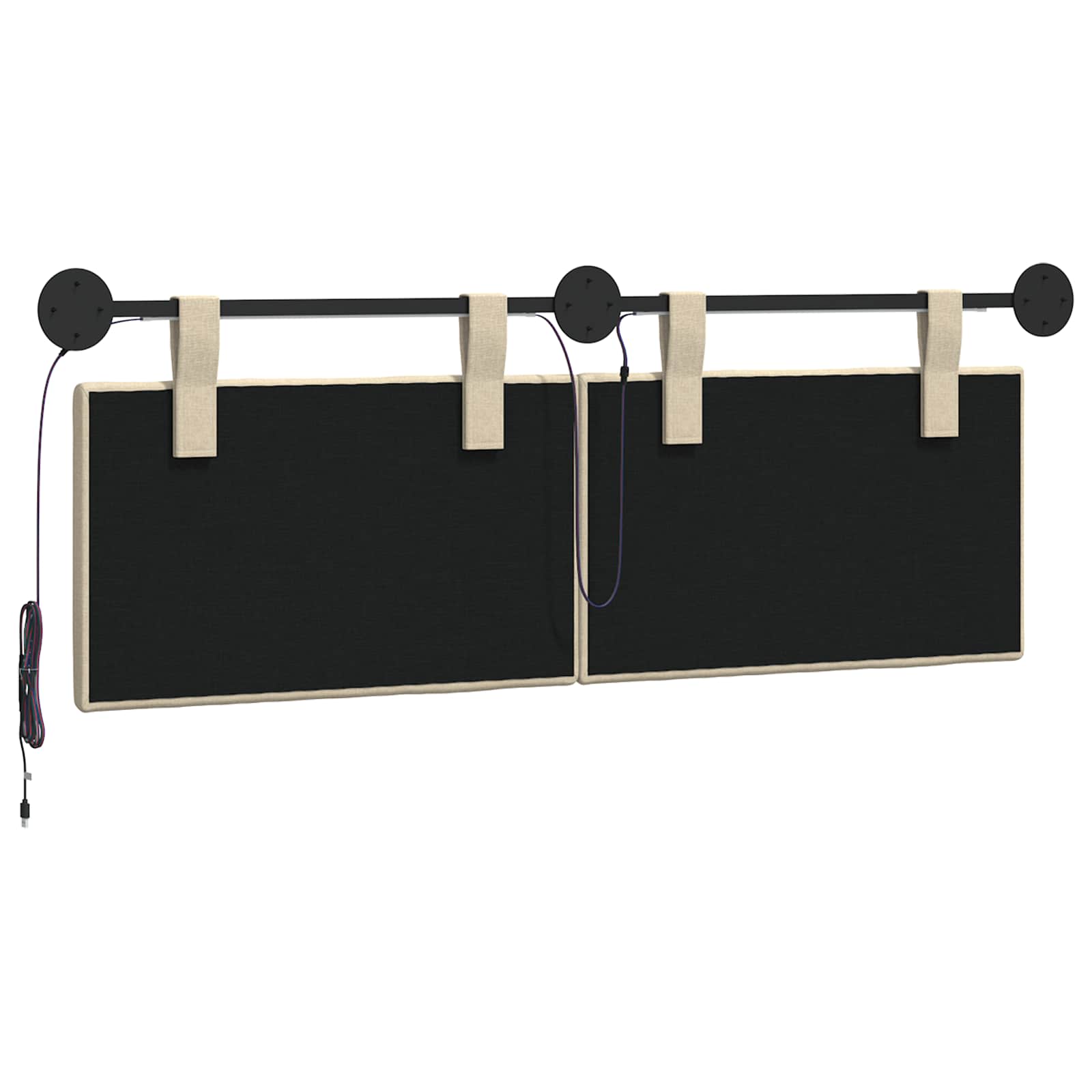 Hangend hoofdbord Met LED-verlichting Crèmekleurig Stof