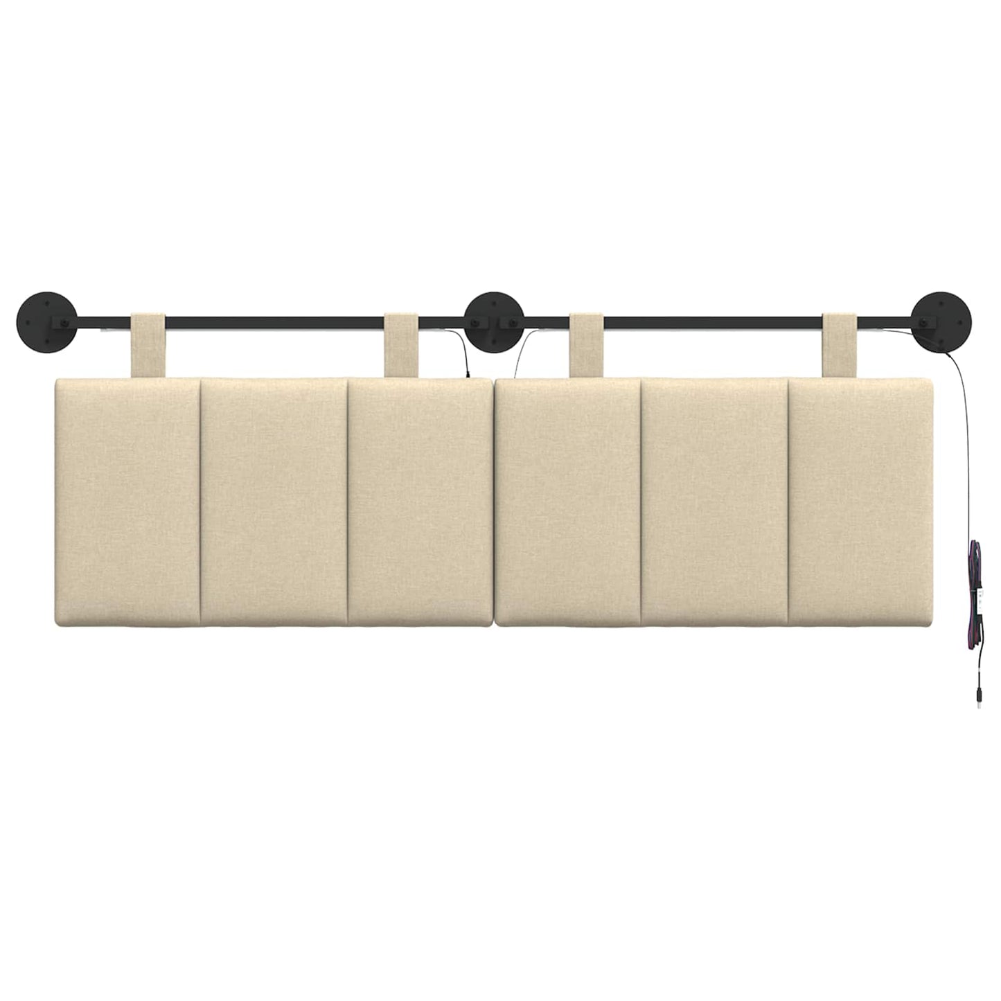 Hangend hoofdbord Met LED-verlichting Crèmekleurig Stof