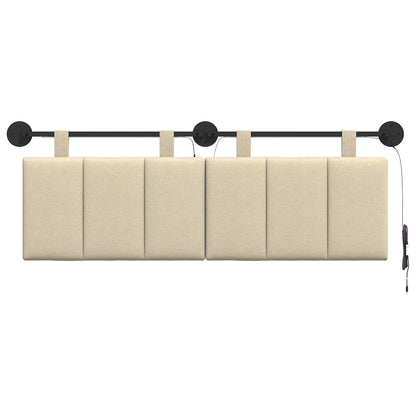 Hangend hoofdbord Met LED-verlichting Crèmekleurig Stof