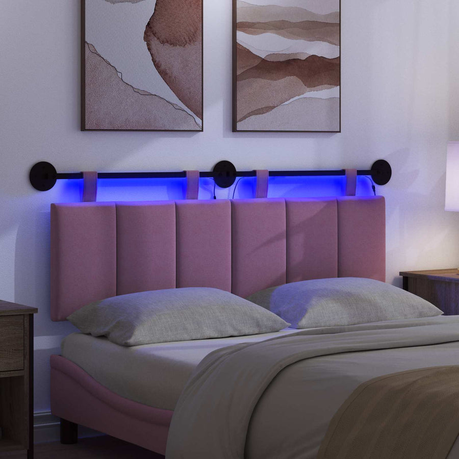 Hangend hoofdbord Met LED-verlichting Roze Stof