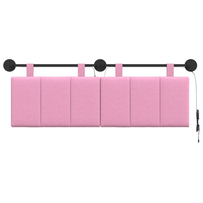 Hangend hoofdbord Met LED-verlichting Roze Stof