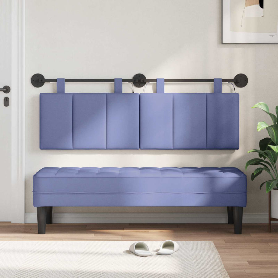 Hangend hoofdbord Met LED-verlichting Jeans Blauw Stof