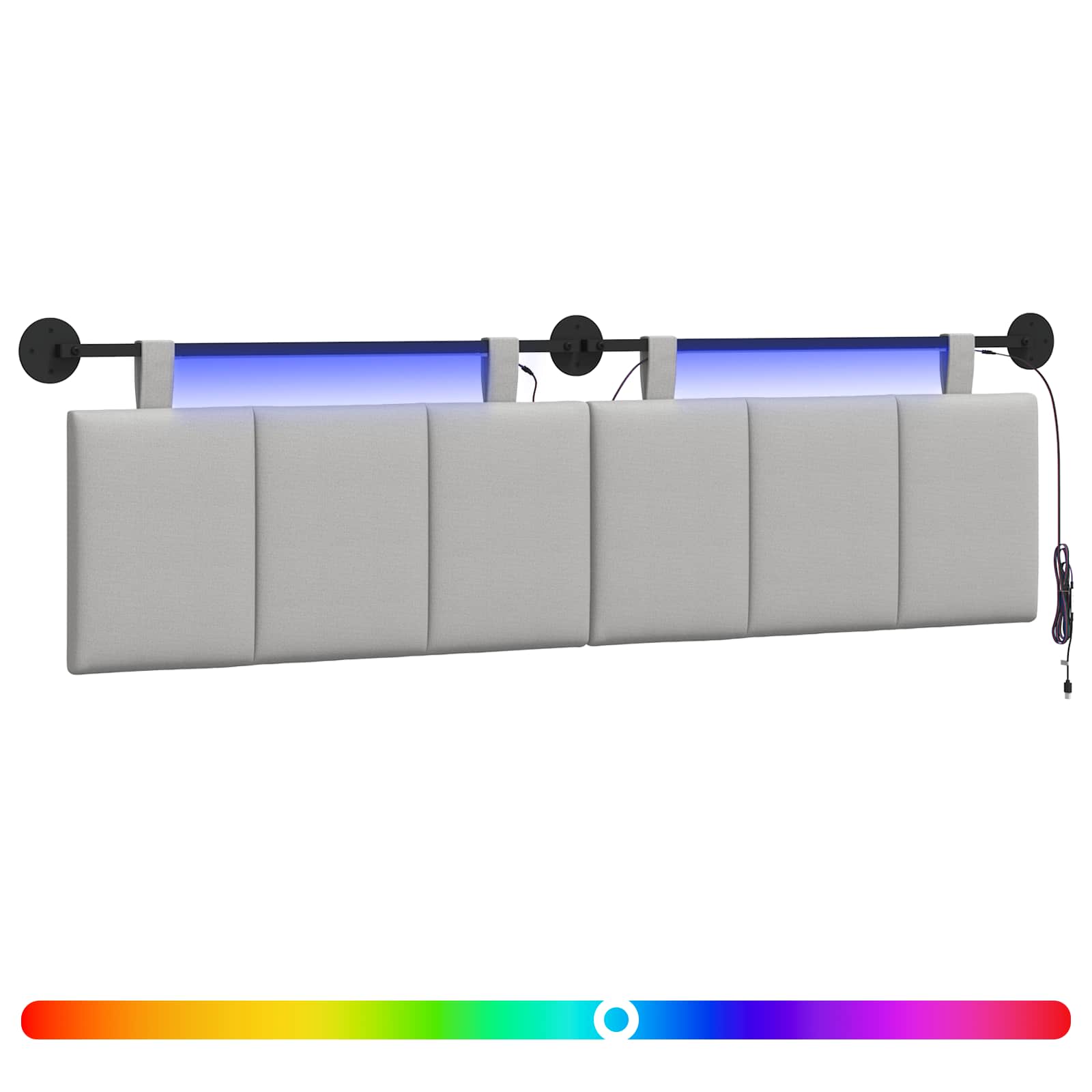 Hangend hoofdbord Met LED-verlichting Wolkengrijs Stof