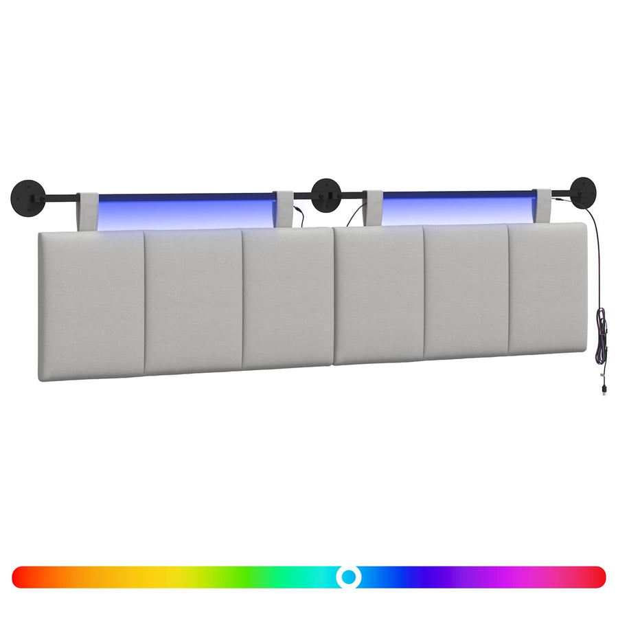 Hangend hoofdbord Met LED-verlichting Wolkengrijs Stof