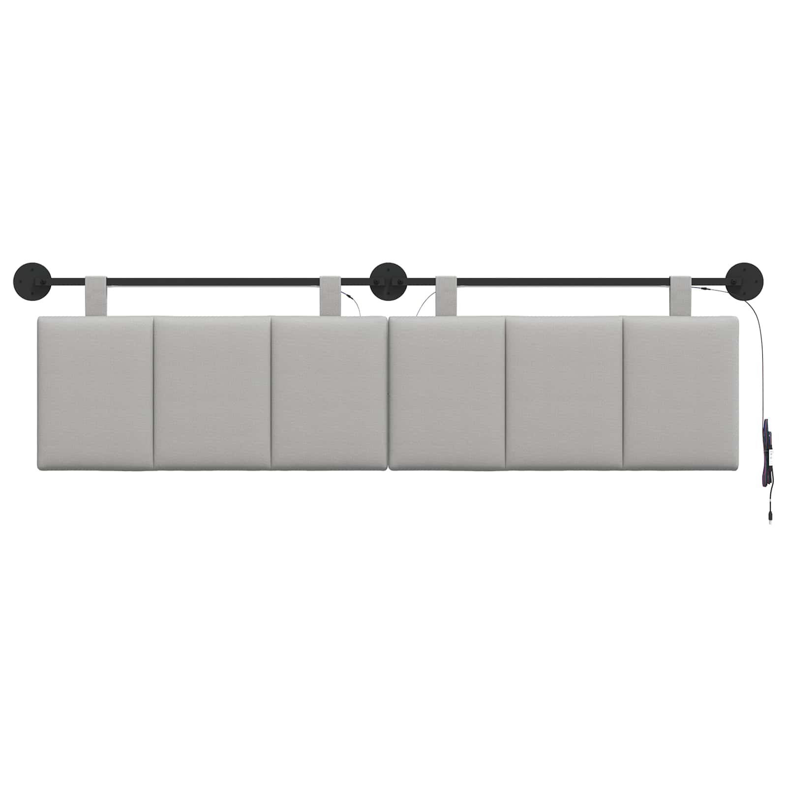 Hangend hoofdbord Met LED-verlichting Wolkengrijs Stof
