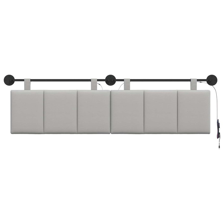 Hangend hoofdbord Met LED-verlichting Wolkengrijs Stof
