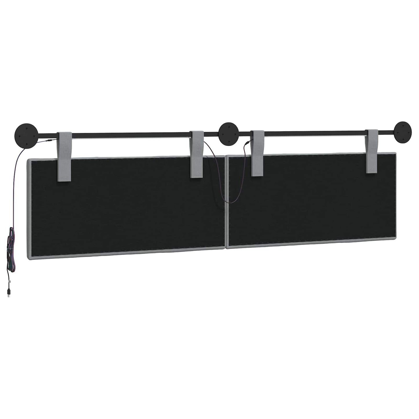 Hangend hoofdbord Met LED-verlichting Lichtgrijs Stof