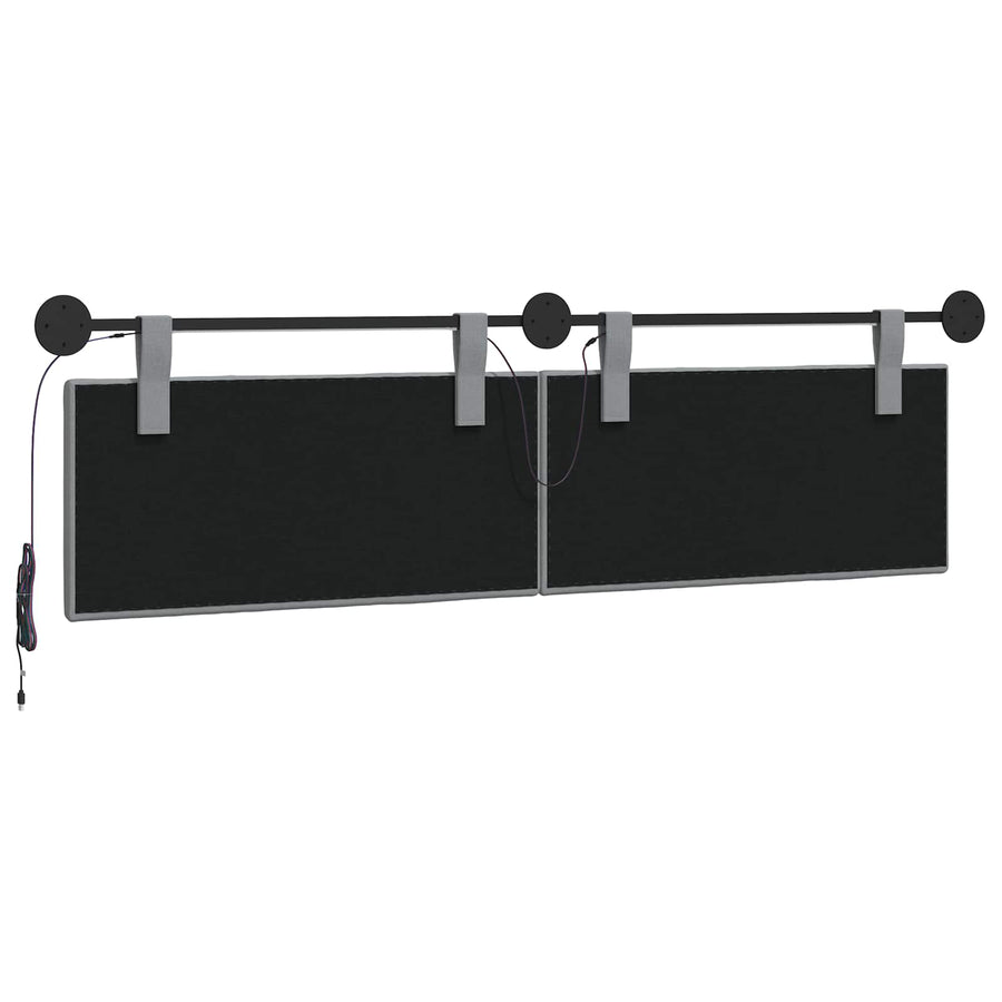 Hangend hoofdbord Met LED-verlichting Lichtgrijs Stof