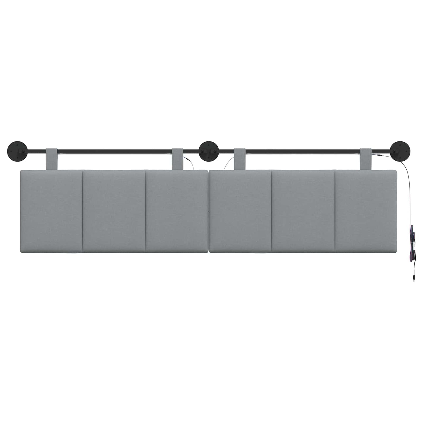 Hangend hoofdbord Met LED-verlichting Lichtgrijs Stof