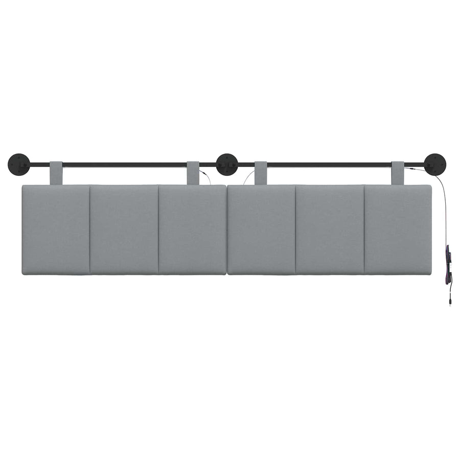 Hangend hoofdbord Met LED-verlichting Lichtgrijs Stof
