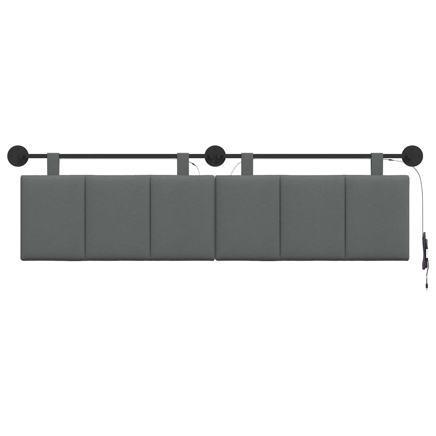 Hangend hoofdbord Met LED-verlichting Donkergrijs Stof