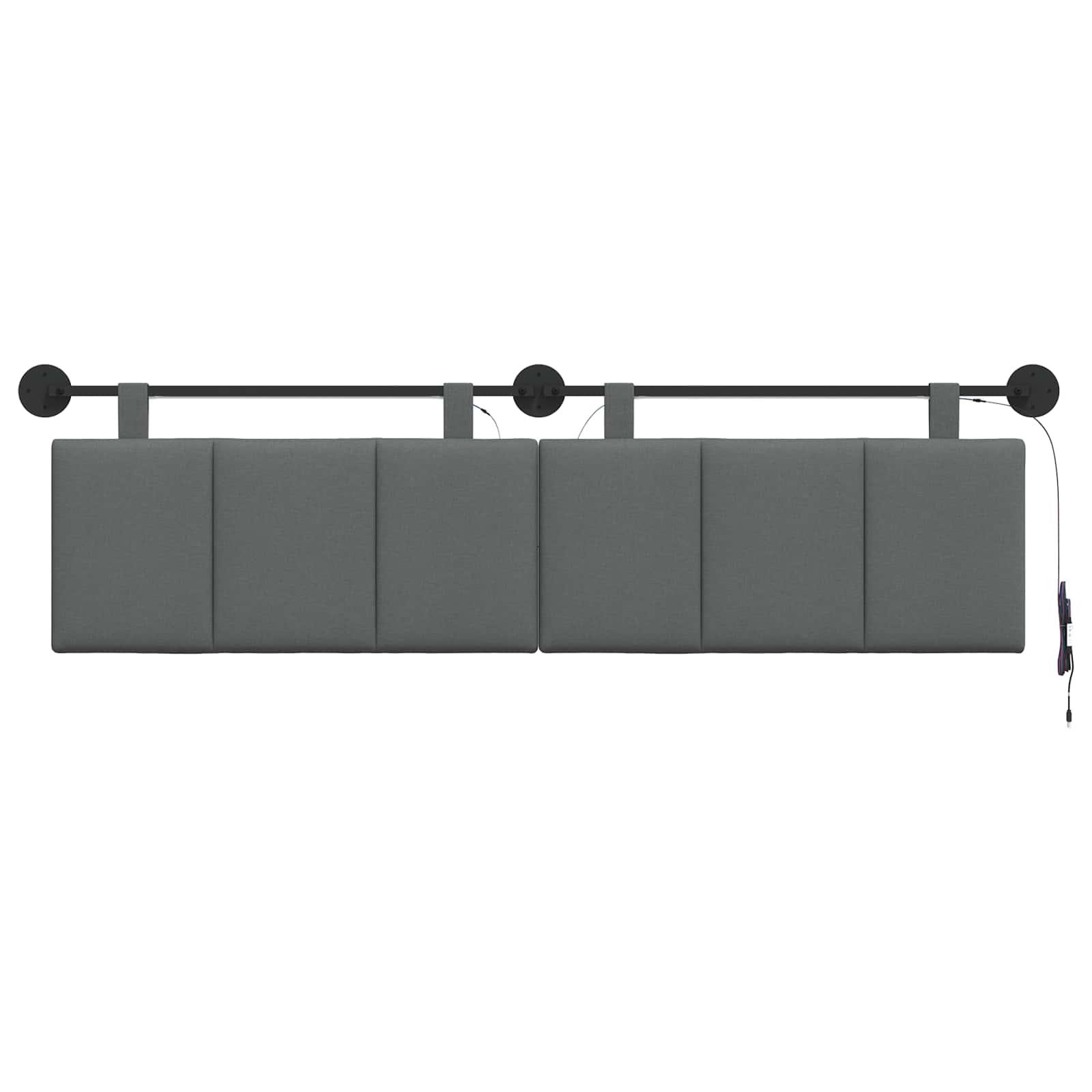 Hangend hoofdbord Met LED-verlichting Donkergrijs Stof
