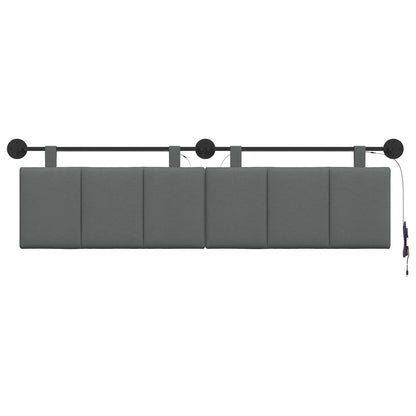 Hangend hoofdbord Met LED-verlichting Donkergrijs Stof