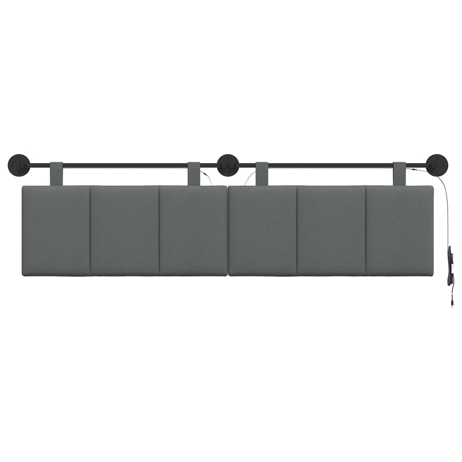 Hangend hoofdbord Met LED-verlichting Donkergrijs Stof