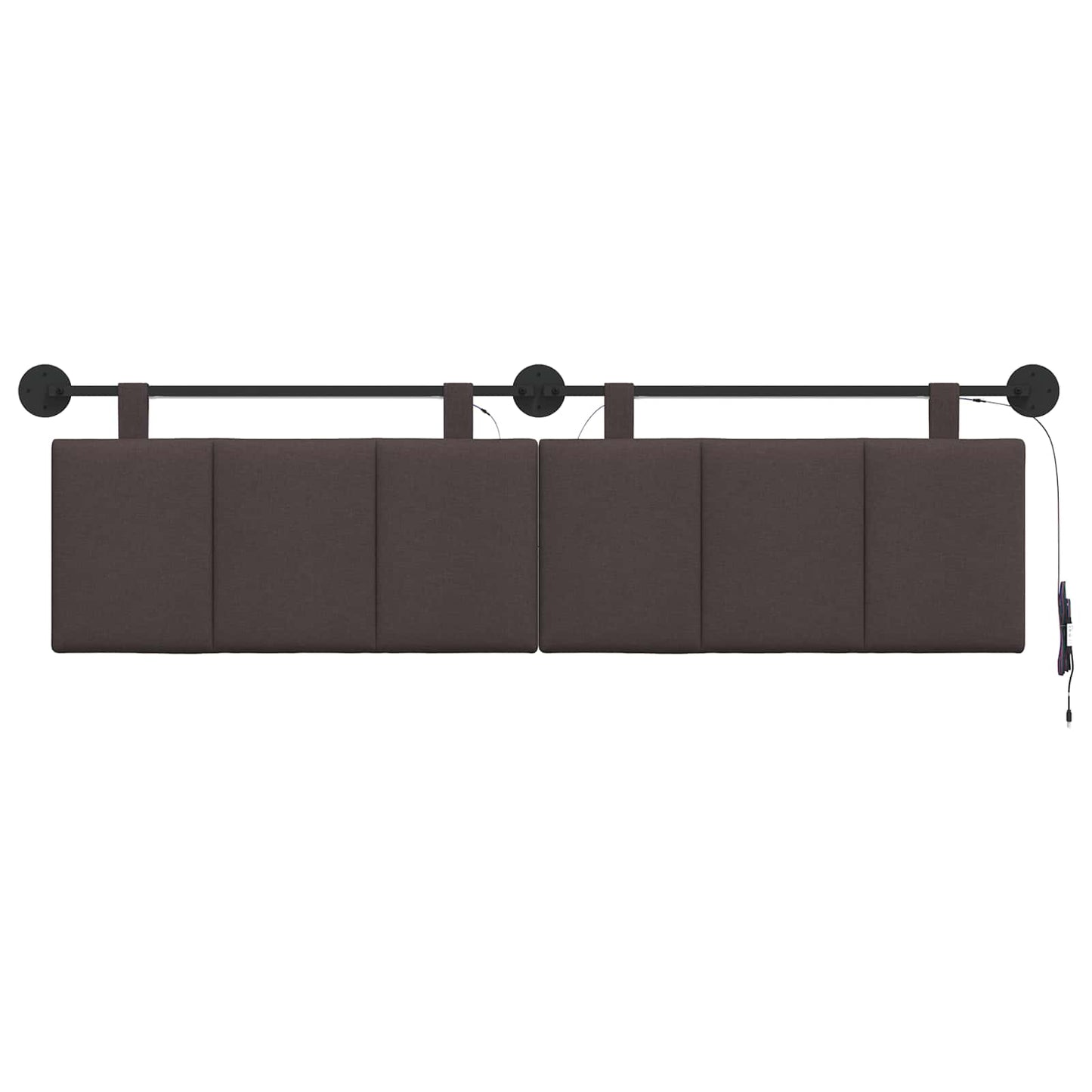 Hangend hoofdbord Met LED-verlichting Donkerbruin Stof