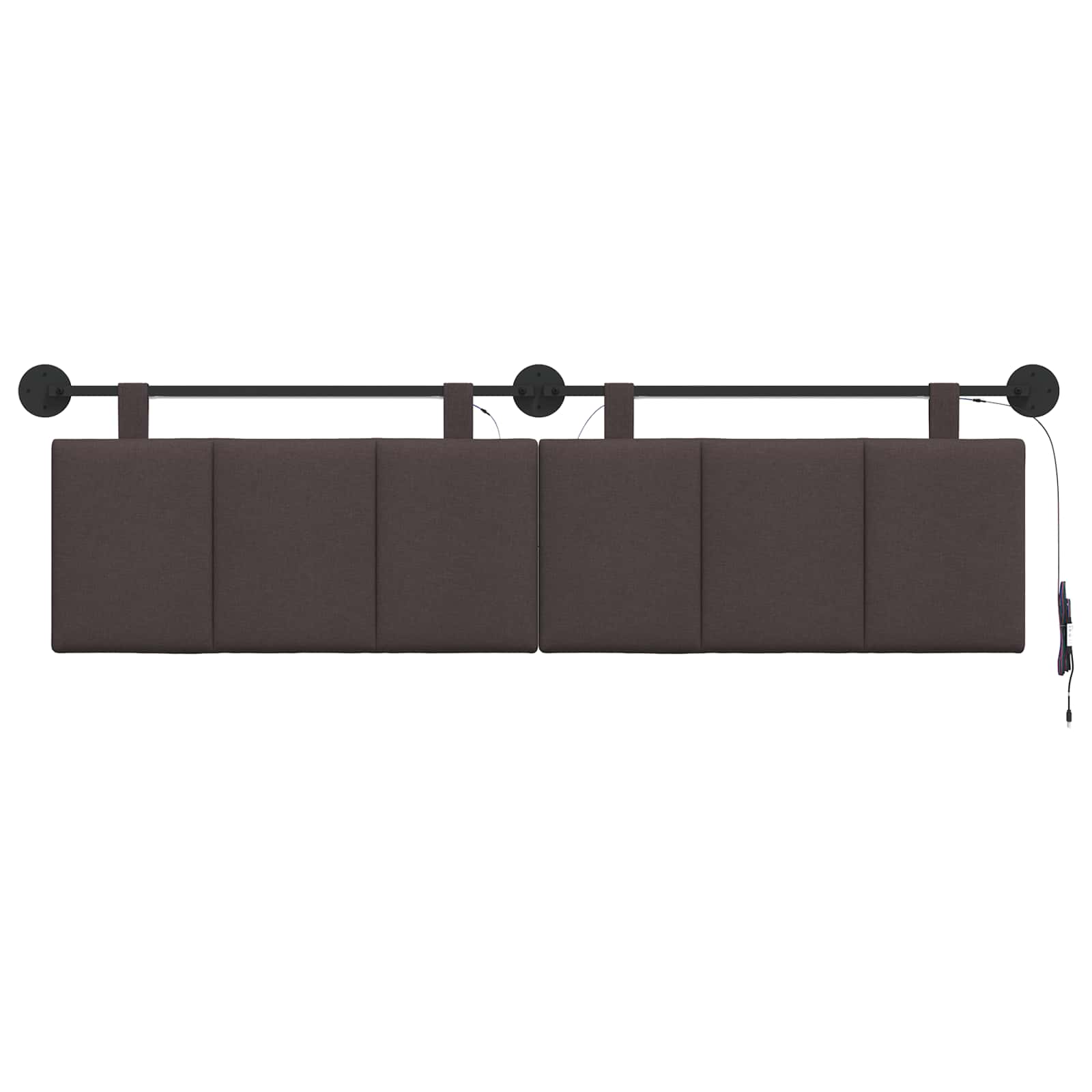 Hangend hoofdbord Met LED-verlichting Donkerbruin Stof