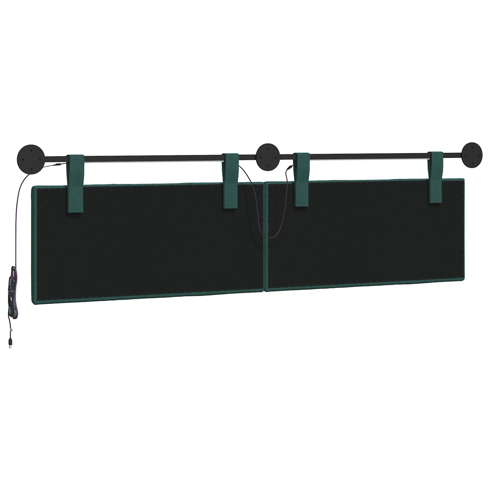Hangend hoofdbord Met LED-verlichting Donkergroen Stof