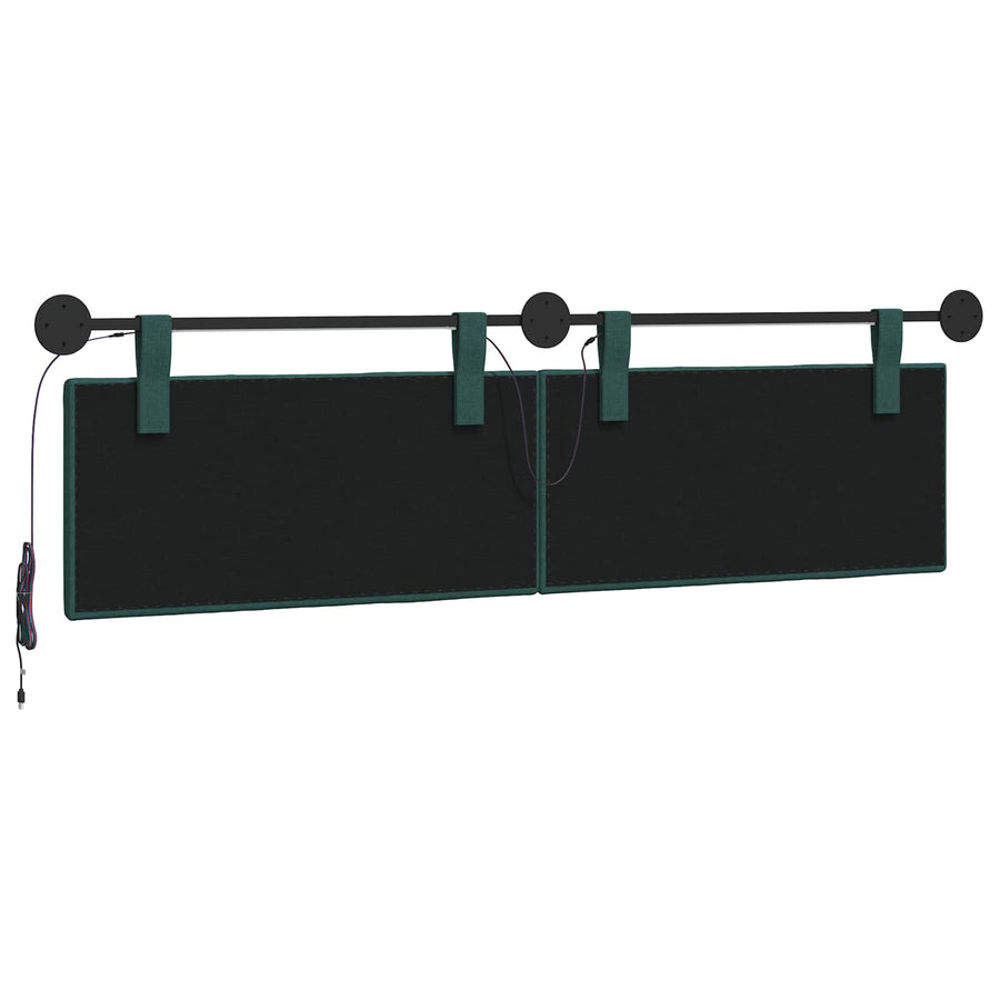 Hangend hoofdbord Met LED-verlichting Donkergroen Stof