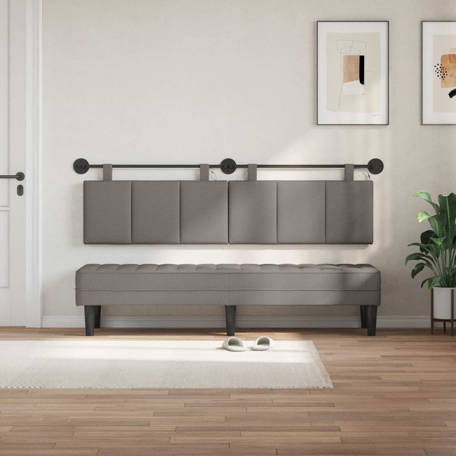 Hangend hoofdbord Met LED-verlichting Taupe Stof
