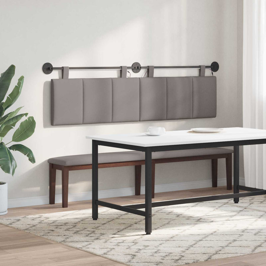 Hangend hoofdbord Met LED-verlichting Taupe Stof