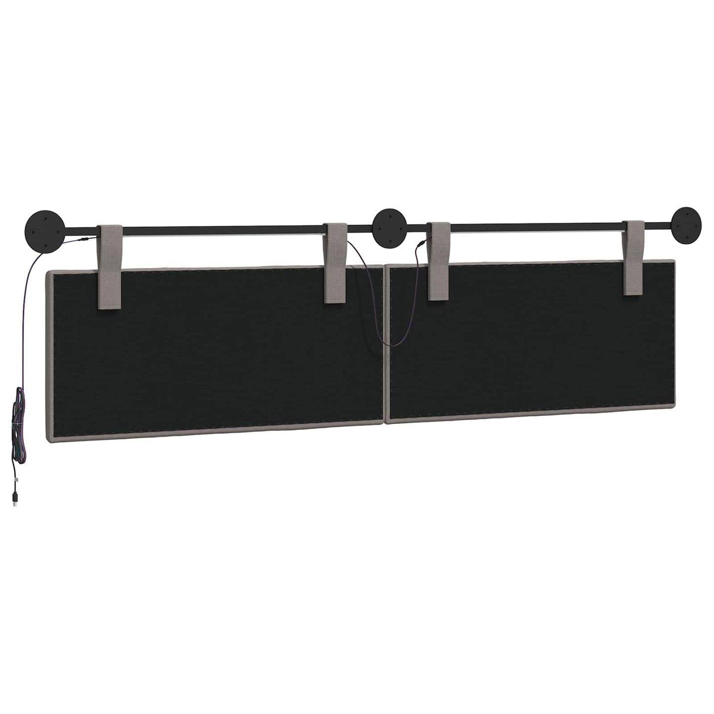 Hangend hoofdbord Met LED-verlichting Taupe Stof