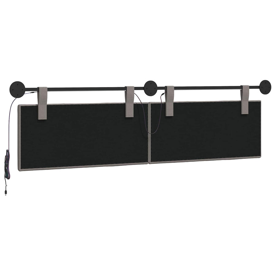 Hangend hoofdbord Met LED-verlichting Taupe Stof
