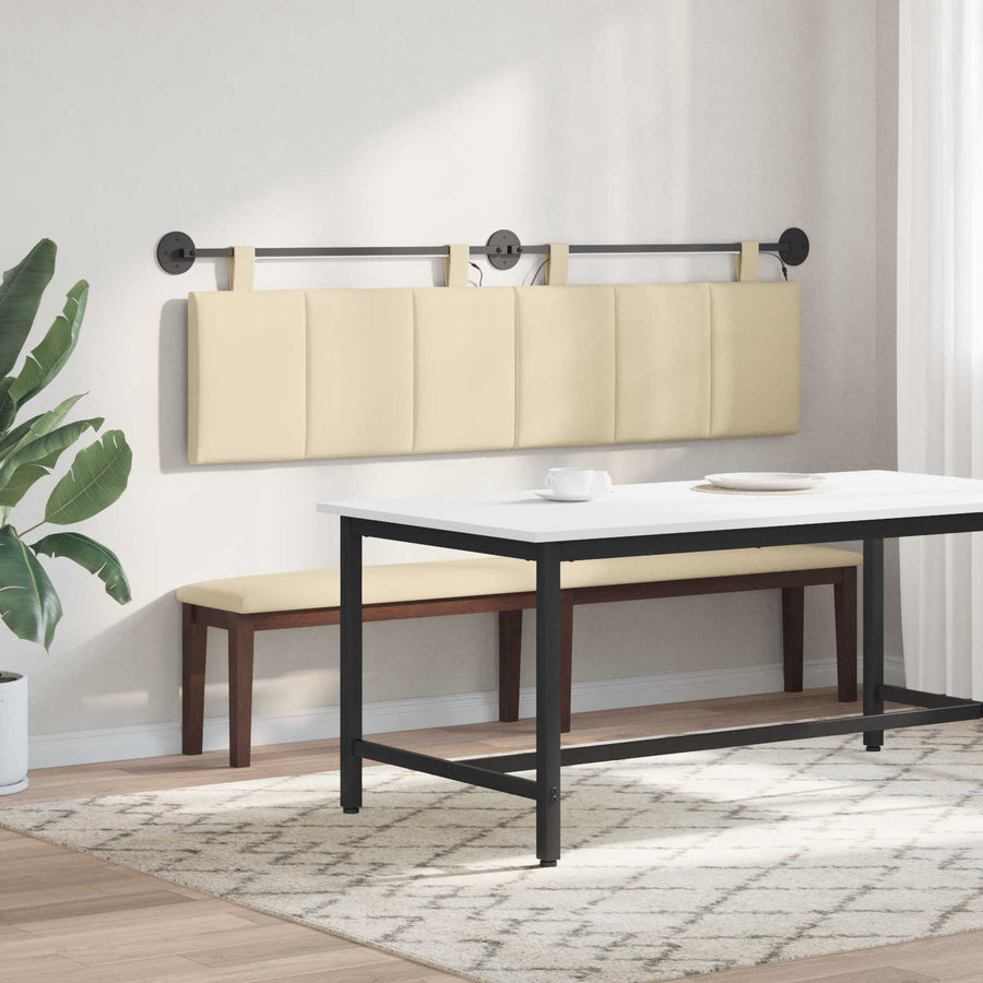 Hangend hoofdbord Met LED-verlichting Crèmekleurig Stof