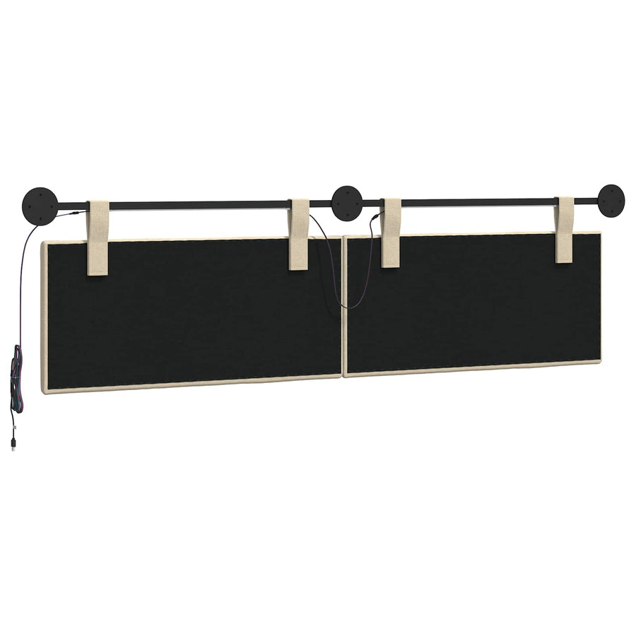 Hangend hoofdbord Met LED-verlichting Crèmekleurig Stof