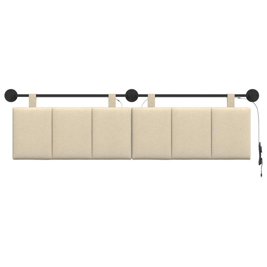 Hangend hoofdbord Met LED-verlichting Crèmekleurig Stof