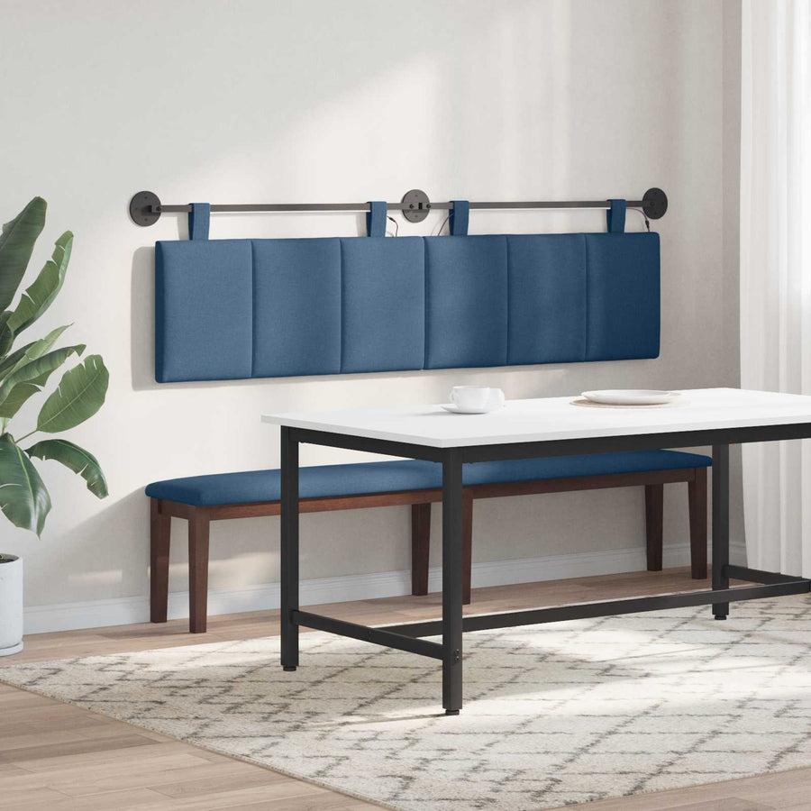 Hangend hoofdbord Met LED-verlichting Blauw Stof