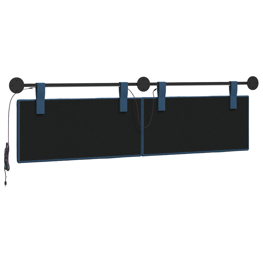 Hangend hoofdbord Met LED-verlichting Blauw Stof