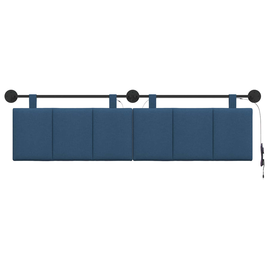 Hangend hoofdbord Met LED-verlichting Blauw Stof