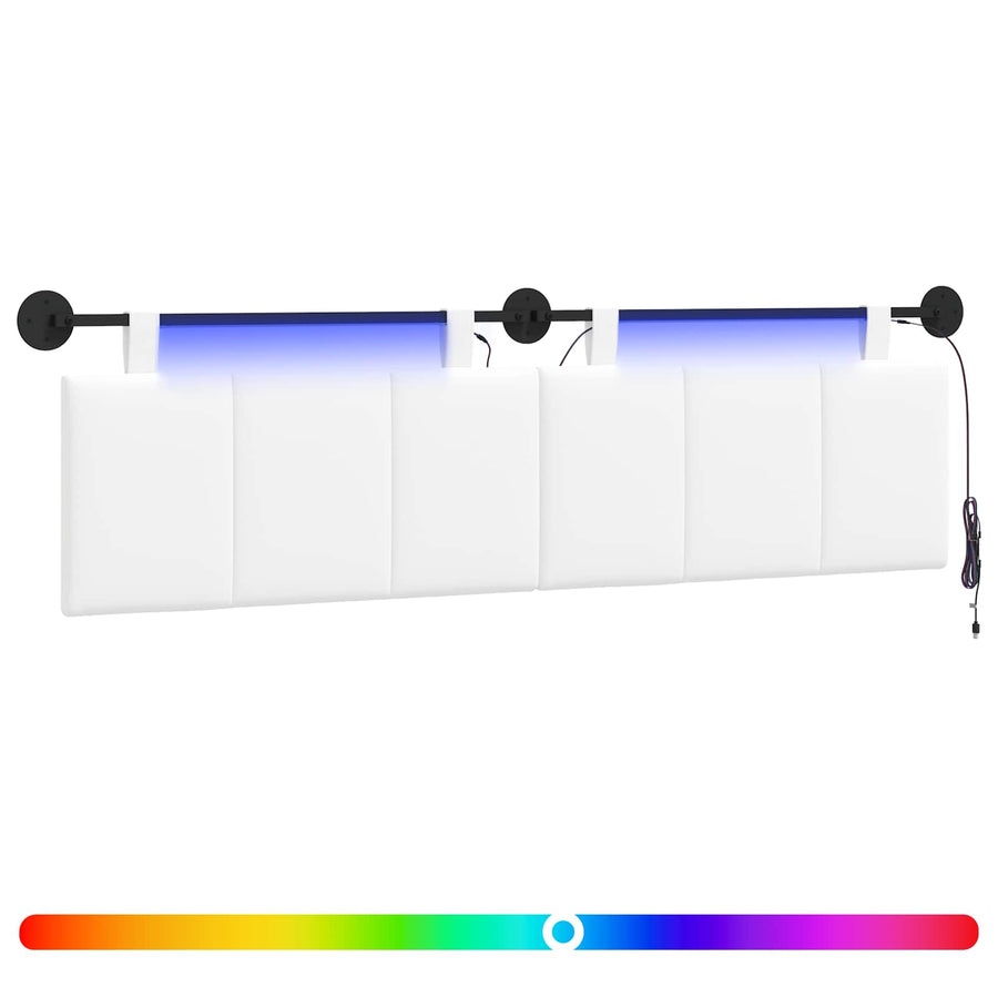 Hangend hoofdbord Met LED-verlichting Wit Stof