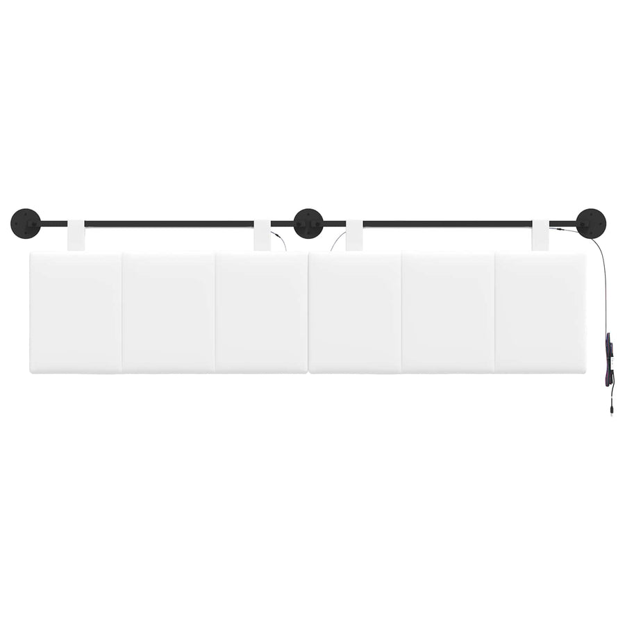 Hangend hoofdbord Met LED-verlichting Wit Stof