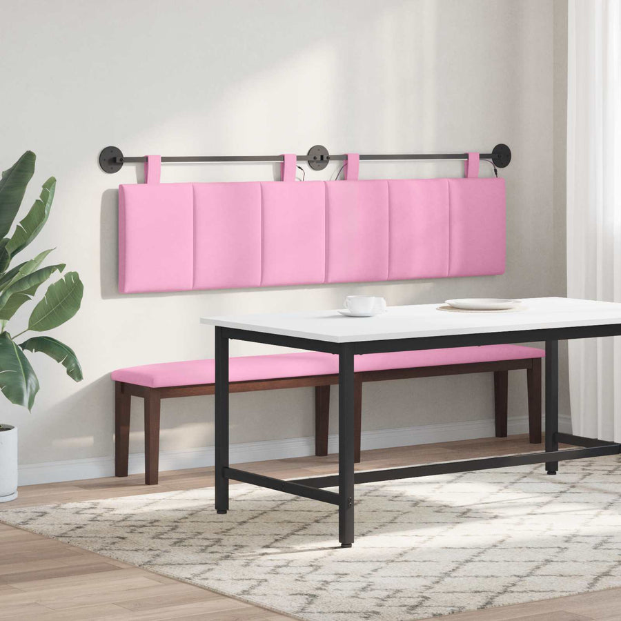 Hangend hoofdbord Met LED-verlichting Roze Stof
